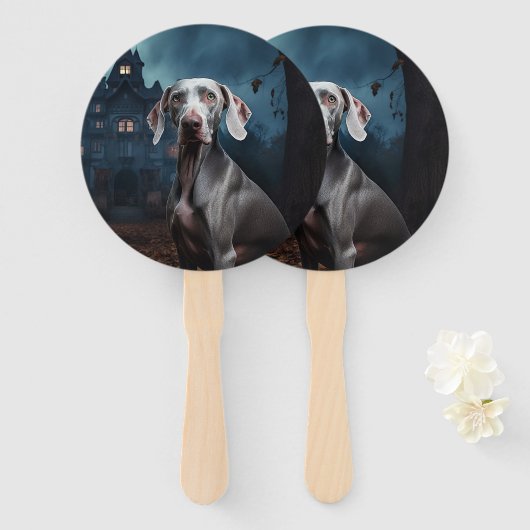 Weimaraner Halloween Beängstigend Fächer (Vorne und Hinten)