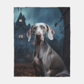Weimaraner Halloween Beängstigend Fleecedecke (Vorderseite)