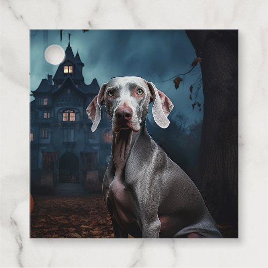 Weimaraner Halloween Beängstigend Geschenkanhänger (Vorderseite)