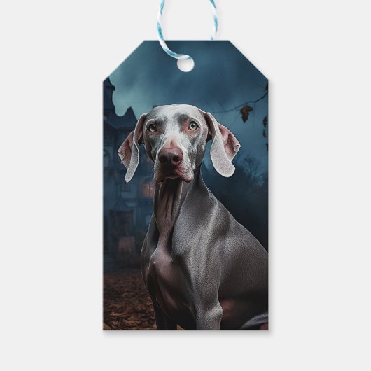 Weimaraner Halloween Beängstigend Geschenkanhänger (Vorderseite)