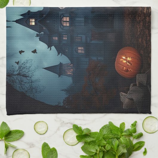 Weimaraner Halloween Beängstigend Geschirrtuch (Gefaltet)