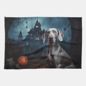 Weimaraner Halloween Beängstigend Geschirrtuch (Horizontal)