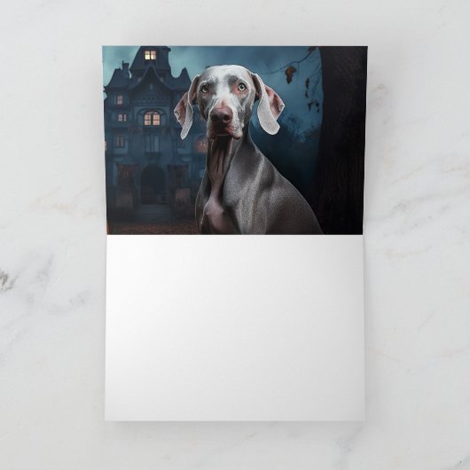Weimaraner Halloween Beängstigend Karte (Innenseite)