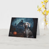 Weimaraner Halloween Beängstigend Karte (Gelbe Blume)