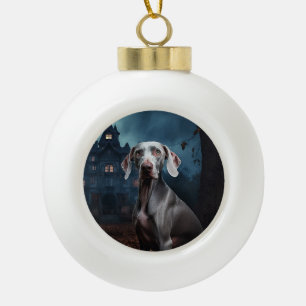 Weimaraner Halloween Beängstigend Keramik Kugel-Ornament