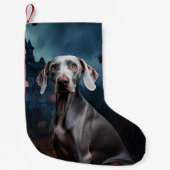 Weimaraner Halloween Beängstigend Kleiner Weihnachtsstrumpf (Vorderseite)