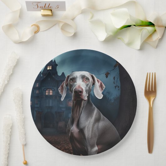Weimaraner Halloween Beängstigend Pappteller (Hochzeit)