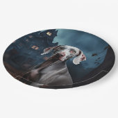 Weimaraner Halloween Beängstigend Pappteller (Schrägansicht)