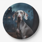 Weimaraner Halloween Beängstigend Pappteller (Vorderseite)