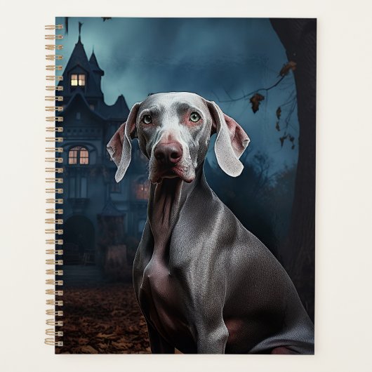 Weimaraner Halloween Beängstigend Planer (Vorderseite)