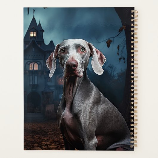 Weimaraner Halloween Beängstigend Planer (Rückseite)