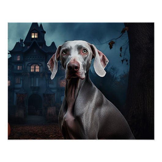 Weimaraner Halloween Beängstigend Poster (Vorderseite)