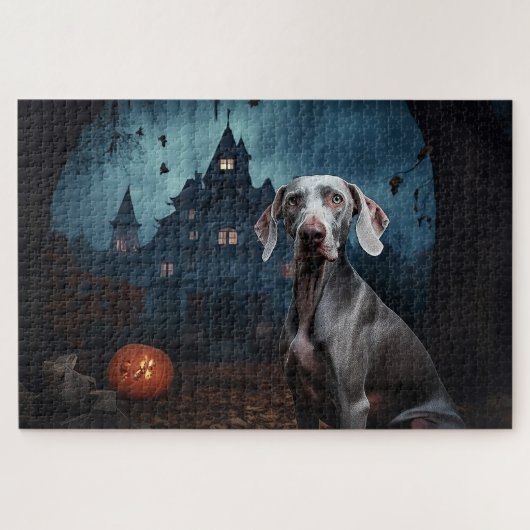 Weimaraner Halloween Beängstigend Puzzle (Horizontal)