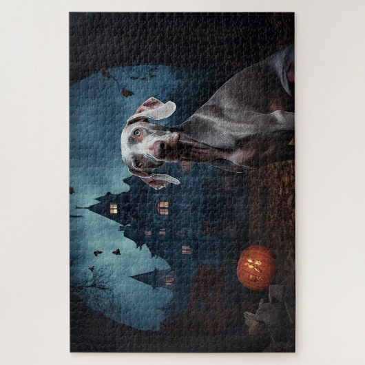 Weimaraner Halloween Beängstigend Puzzle (Vertikal)