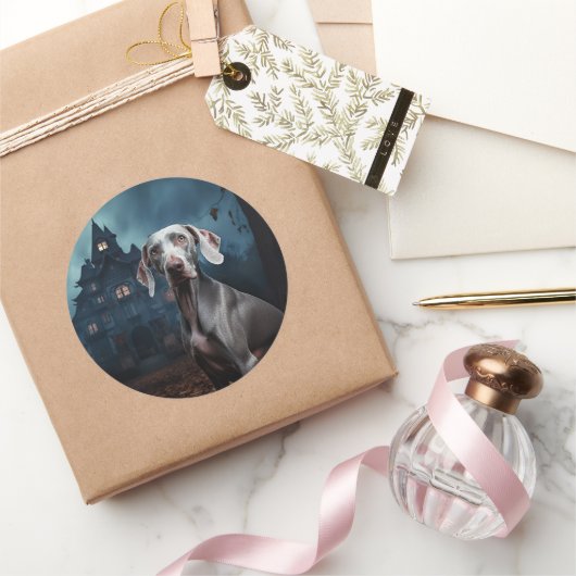 Weimaraner Halloween Beängstigend Runder Aufkleber (Schenken)