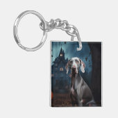 Weimaraner Halloween Beängstigend Schlüsselanhänger (Vorderseite links)