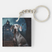 Weimaraner Halloween Beängstigend Schlüsselanhänger (Rückseite)