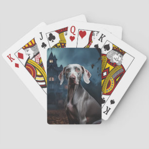 Weimaraner Halloween Beängstigend Spielkarten