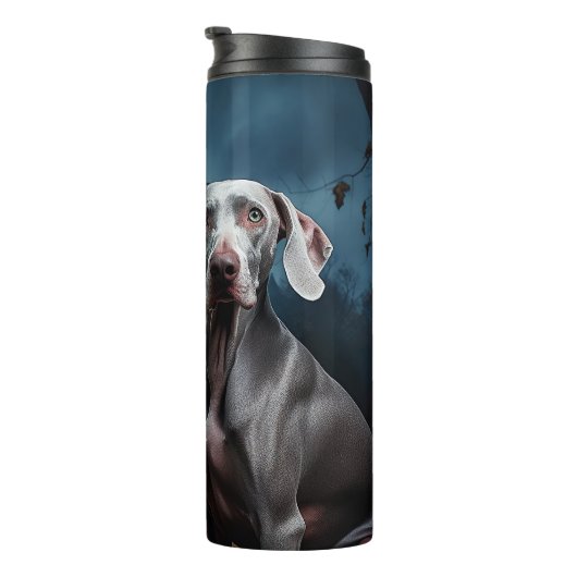 Weimaraner Halloween Beängstigend Thermosbecher (Nach rechts gedreht)