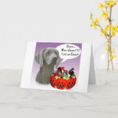 Weimaraner Halloween Candy Karte (Gelbe Blume)