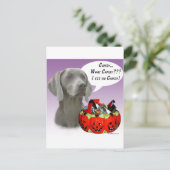 Weimaraner Halloween Candy Postkarte (Stehend Vorderseite)