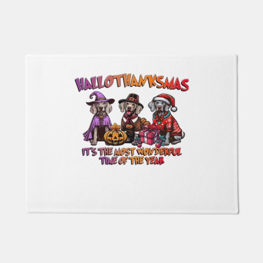 Weimaraner Halloween Erntedank Weihnachten Oversi Fußmatte (Vorderseite)