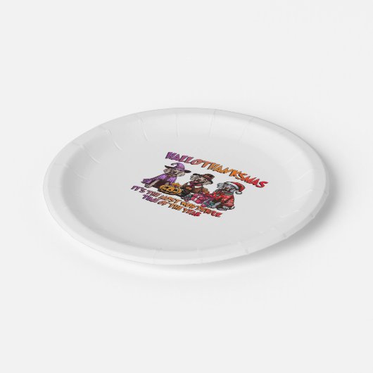 Weimaraner Halloween Erntedank Weihnachten Oversi Pappteller (Schrägansicht)