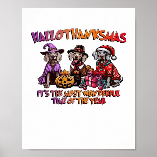 Weimaraner Halloween Erntedank Weihnachten Oversi Poster (Vorne)