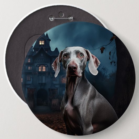 Weimaraner Halloween Gruselig Button (Vorne & Hinten)