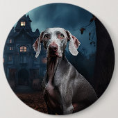 Weimaraner Halloween Gruselig Button (Vorderseite)