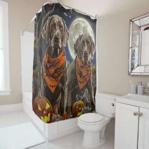 Weimaraner Halloween Gruselig  Duschvorhang