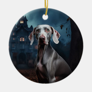 Weimaraner Halloween Gruselig Keramik Ornament