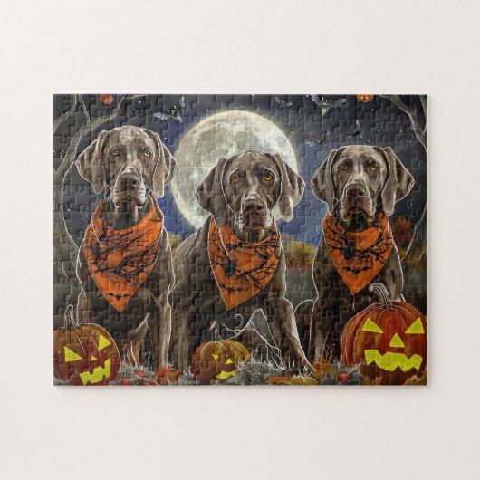 Weimaraner Halloween Gruselig Puzzle (Horizontal)