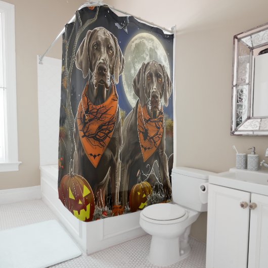 Weimaraner Halloween Spooky Duschvorhang (Beispiel)