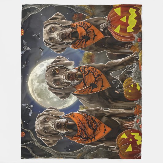 Weimaraner Halloween Spooky Fleecedecke (Vorderseite)