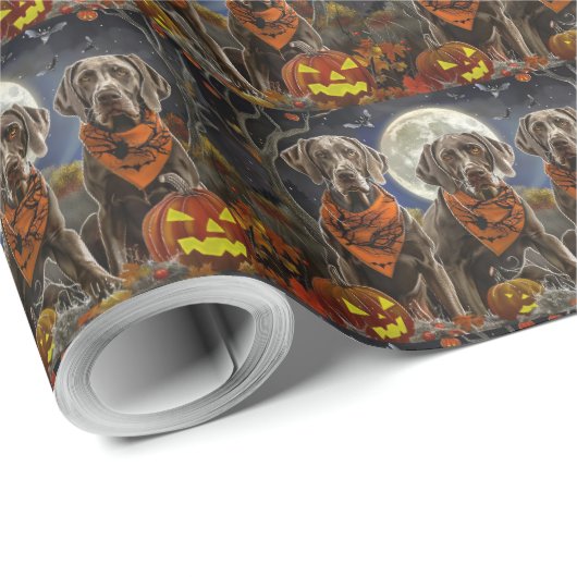 Weimaraner Halloween Spooky Geschenkpapier (Rolleneckpunkt)