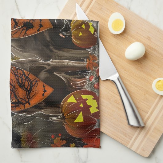 Weimaraner Halloween Spooky Geschirrtuch (Viertel Falte)