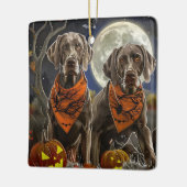 Weimaraner Halloween Spooky Keramikornament (Links)