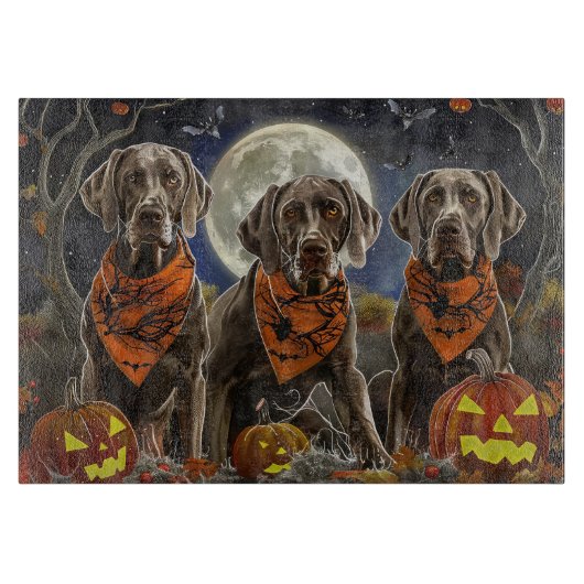 Weimaraner Halloween Spooky Schneidebrett (Vorderseite)