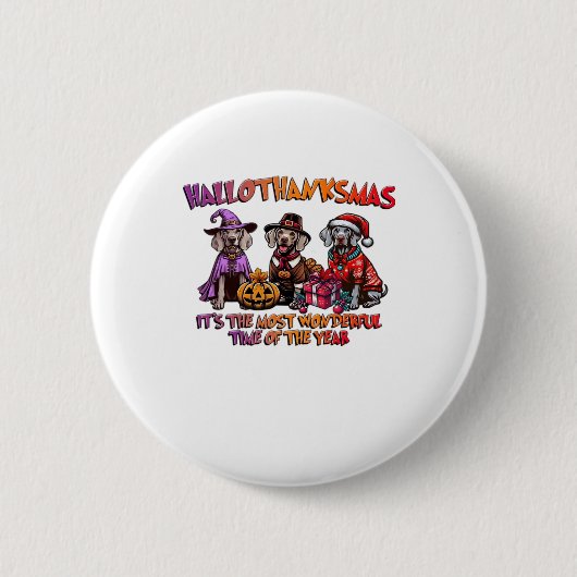 Weimaraner Halloween Thanksgiving Christmas Oversi Button (Vorderseite)