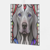 Weimaraner "Hartglas" Ornament Aus Glas (Vorderseite links)