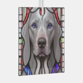 Weimaraner "Hartglas" Ornament Aus Glas (Vorderseite Rechts)