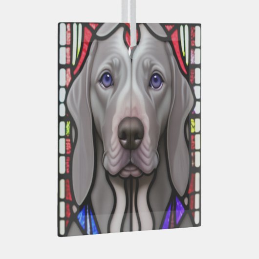 Weimaraner "Hartglas" Ornament Aus Glas (Vorderseite Rechts)