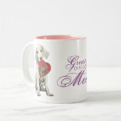 Weimaraner Herz Mama Zweifarbige Tasse (Vorderseite Links)