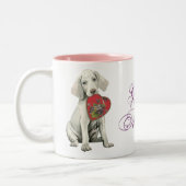 Weimaraner Herz Mama Zweifarbige Tasse (Links)