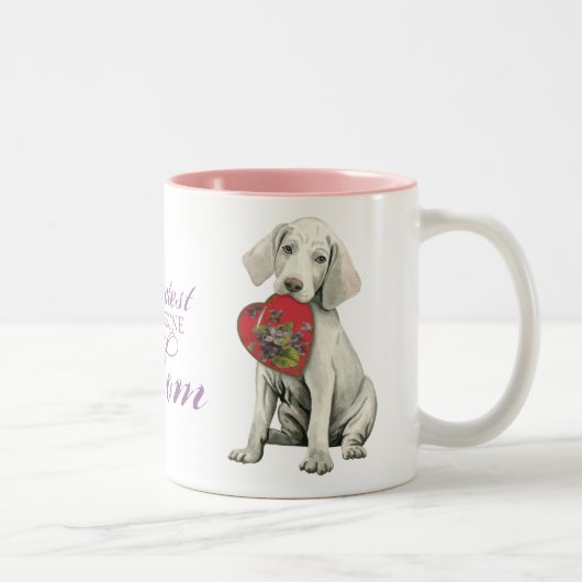 Weimaraner Herz Mama Zweifarbige Tasse (Rechts)
