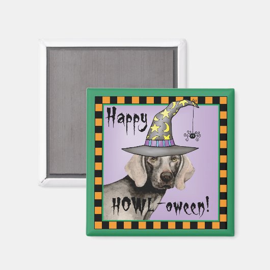 Weimaraner Hexe Magnet (Vorderseite/Rückseite)