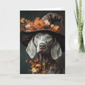 Weimaraner Hexenmeister Halloween Feiertagskarte (Vorderseite)