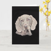 Weimaraner Hund auf schwarz. Karte (Gelbe Blume)