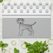 Weimaraner Hund Cartoon Illustration & Paws Muster Geschirrtuch (Gefaltet)
